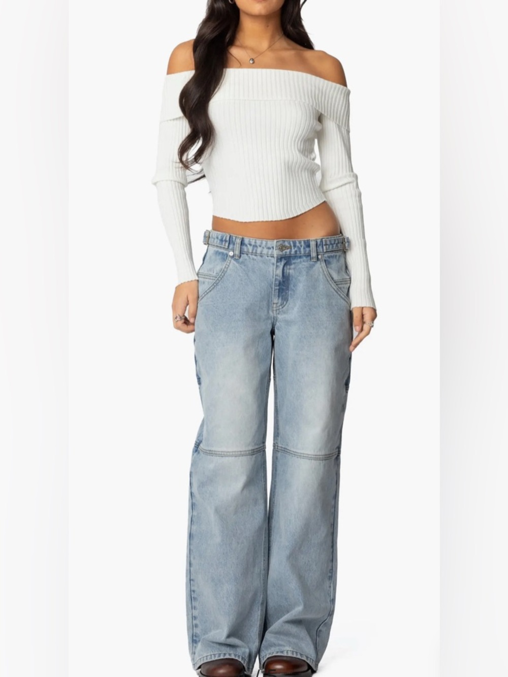 NWT Edikted Shai Low Rise Baggy Carpenter Jeans Size M